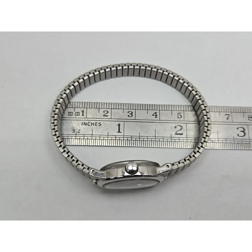 Vintage Timex Cavatina Womens  Silver Tone Watch Dainty Petite Dress New Battery